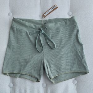Skims Cotton Rib Drawstring Shorts in Mineral